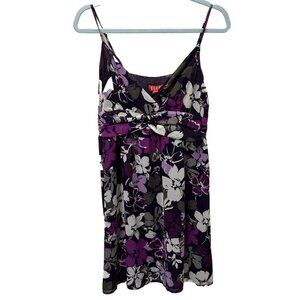 ELLE Womens Dress Sz‎ 14 Purple Pink Floral Sundress Lined Flowy Fairy Romantic